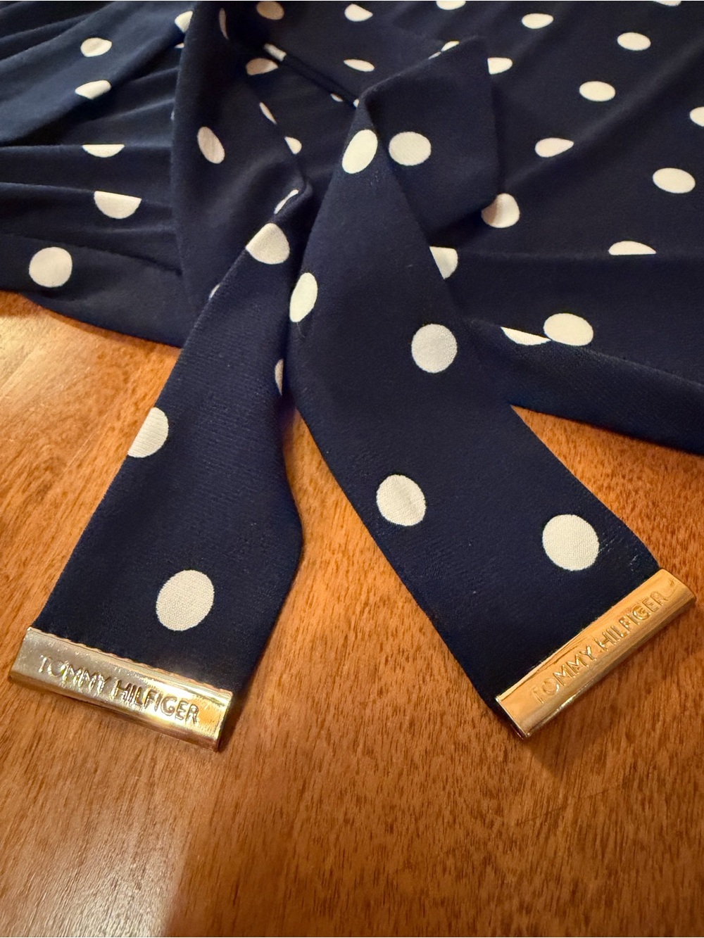 Tommy Hilfiger Polka Dot Sleeveless Fit & Flare Dress Size 2 Belted Navy - Picture 2 of 7
